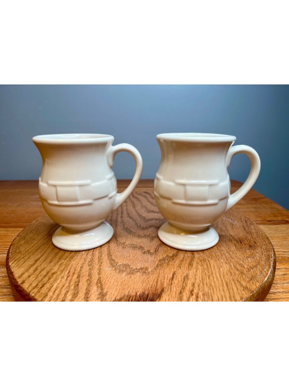 Set of 2 Longaberger Ivory Woven Traditions Grandmugs